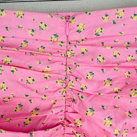 Tiger Mist Colorado Summer Pink Floral Print Ruched Ruffle Layered Mini Skirt XS - Picture 10 of 12